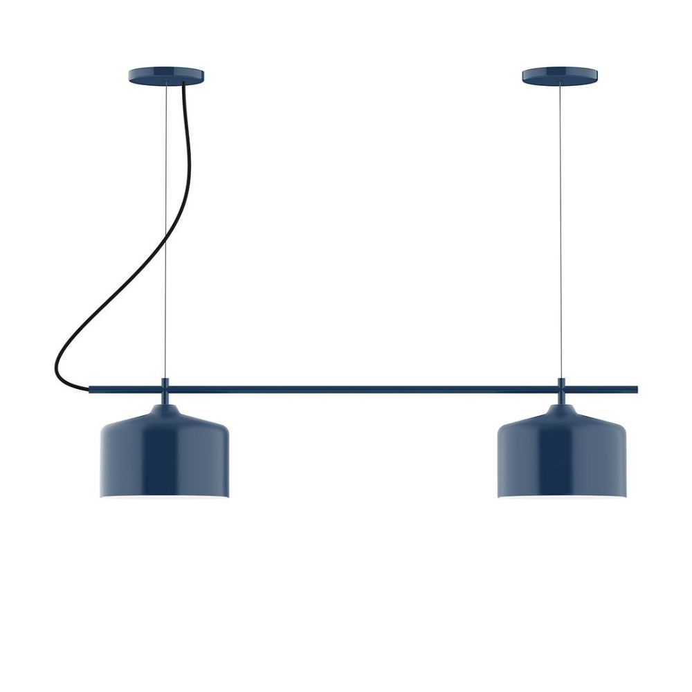 Montclair Lightworks CHB419-50 2-Light Linear Axis Chandelier Navy Finish